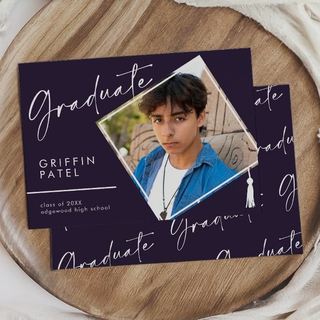 Faire-part Purple Modernité Diplôme de la Cap Photo Graduatio (Créateur téléchargé)