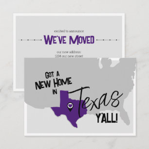 Faire-part Purple New Home au Texas Y'all Moving