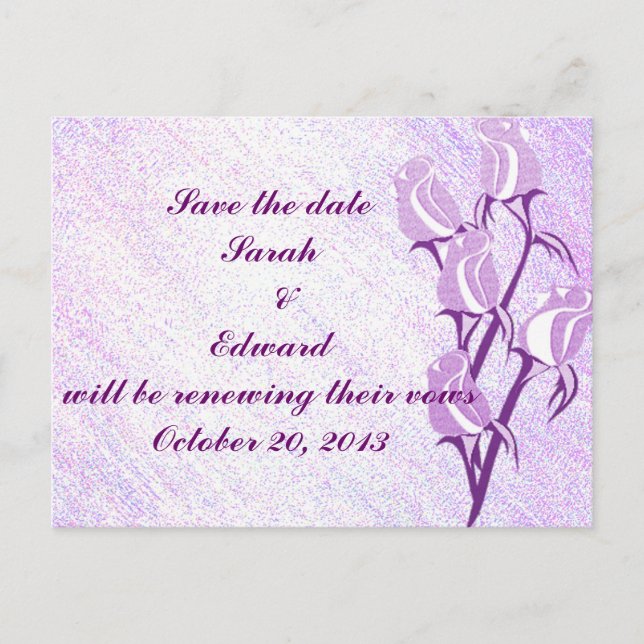 Faire-part Purple Rose Enregistrer la carte postale Date (Devant)