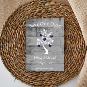 Faire-part Purple Tree of Hearts Enregistrer la date annonce