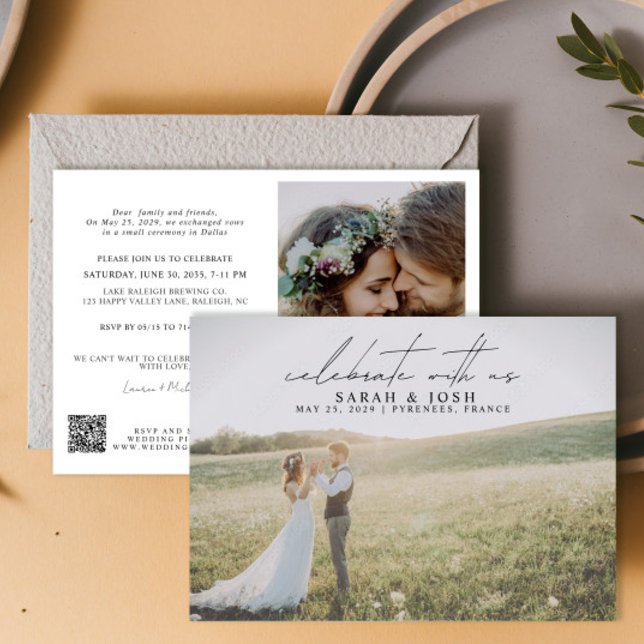 Faire-part QR Code Célébrer Avec Nous 2 Mariage Photo (Créateur téléchargé)