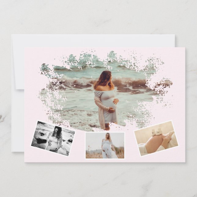 Faire-part Quatre Photos Collage Simple Mère Pour Être Grosse (Devant)