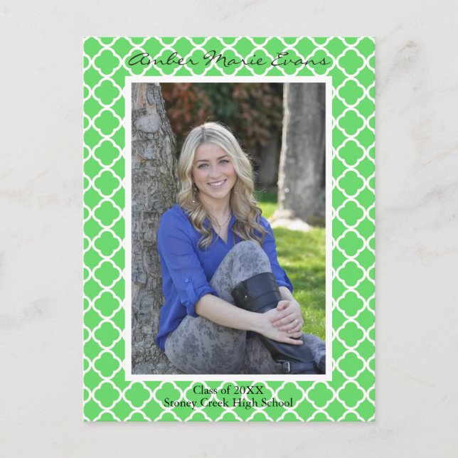 Faire-part Quatrefeuille vert citron - Carte postale de remis (Devant)
