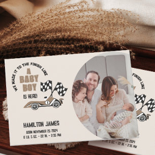 Faire-part Race Car Baby Boy Photo de naissance