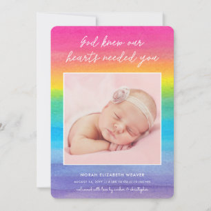 Faire-part Rainbow Baby Dieu connaissait Photo Naissance