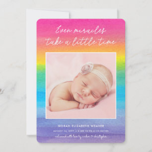 Faire-part Rainbow Baby   Même les miracles   Photo Naissance