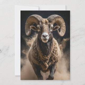 Faire-part Ram Wild Animal Élégant Dramatique Mist Portrait