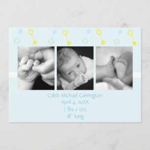 Faire-part Rattle n Roll Annouement de naissance (bleu)