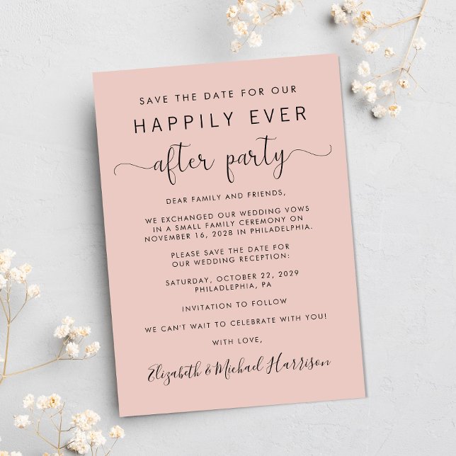 Faire-part Réception de mariage - Photo Blush Enregistrer la  (A stylish save the date announcement for a reception to celebrate your elopement or private wedding)
