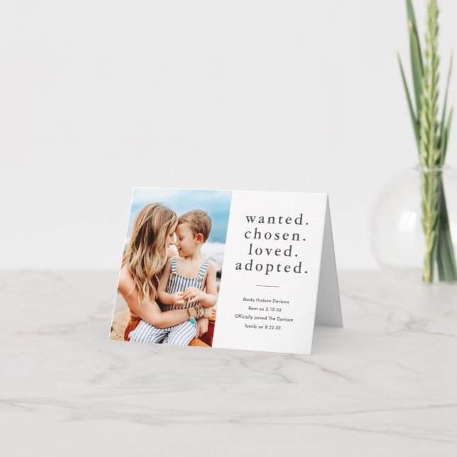 Faire-part Recherché Choisi aimé Adopté Adopté Minimal Photo  (Devant)