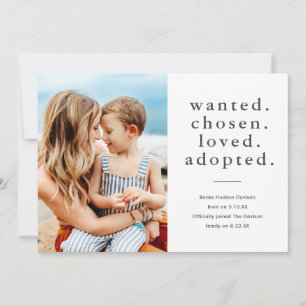 Faire-part Recherché Choisi aimé Adopté Adopté Minimal Photo