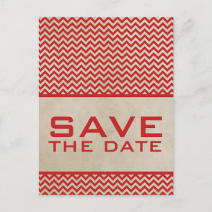 Faire-part Red Chic Chevron Enregistrer la carte postale Date