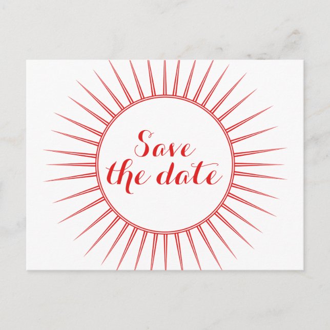 Faire-part Red Deco Retro Enregistrer la carte postale Date (Devant)