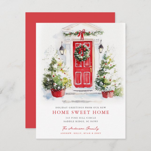 Faire-part Red Door Rustic Home Sweet Home Card (Devant / Derrière)