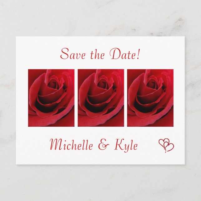 Faire-part Red Rose Enregistrer la carte postale Date (Devant)
