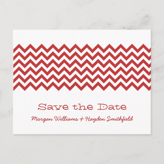 Faire-part Red Simple Chevron Enregistrer la carte postale Da (Devant)