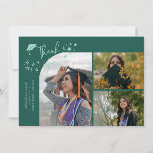 Faire-part Remerciement manuscrit vert Multi Photo