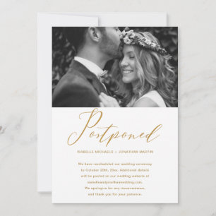 Faire-part Remise du Mariage de Faux Gold Nouvelle Date Photo