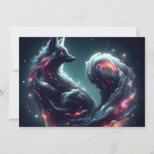 Faire-part Renard cosmique à lumière stellaire esprit fantais
