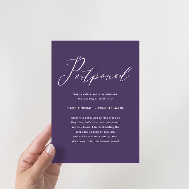 Faire-part Report chic violet de mariage (Créateur téléchargé)