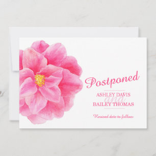 Faire-part Report de camélia rose annulation de mariage