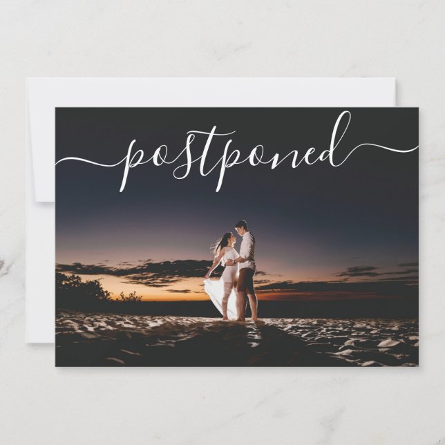 Faire-part Report de date de mariage minimaliste avec photo (Devant)