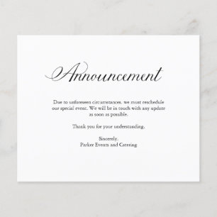 Faire-part   Report de l'événement élégant du budg