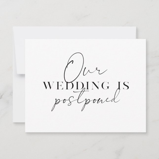 Faire-part Report de mariage à la dernière minute à l'époque  (Devant)