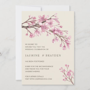 Faire-part Report de mariage élégant aux fleurs de cerisier r