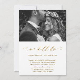 Faire-part Report de mariage Faux or Nous nous marions toujou