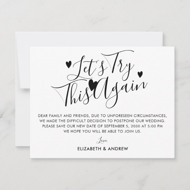 Faire-part Report mariage Changement de plan Recommencer (Devant)