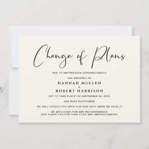 Faire-part Report mariage Changement de plans Cream