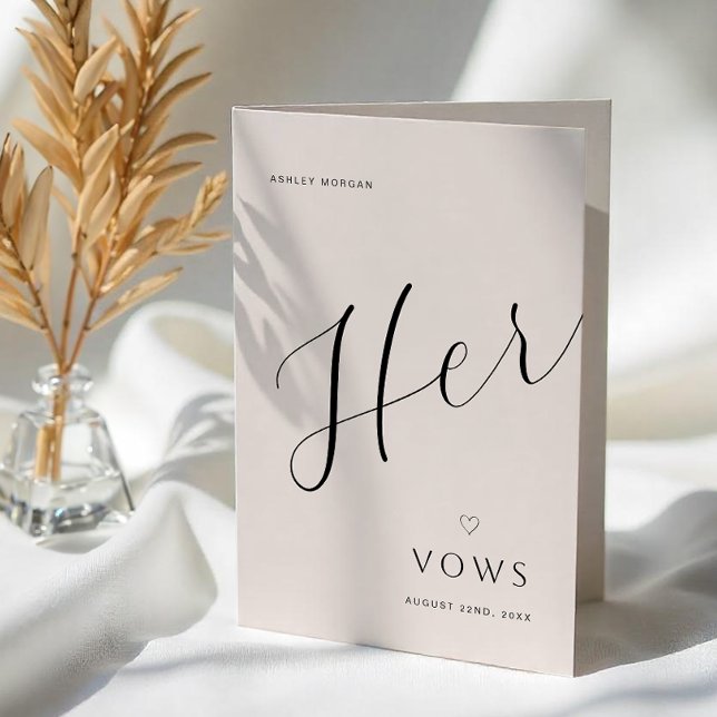 Faire-part Réservez un minimum de Vow Mariage moderne | Ses V (Her Vows Booklet)