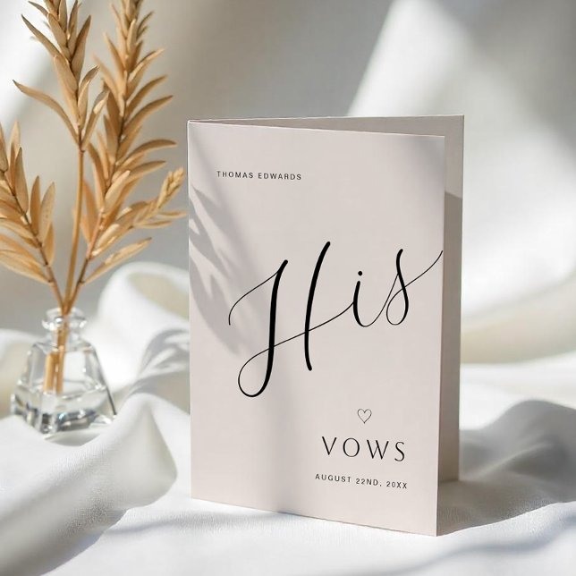 Faire-part Réservez un minimum de Vow Mariage moderne | Ses V (His Vows)
