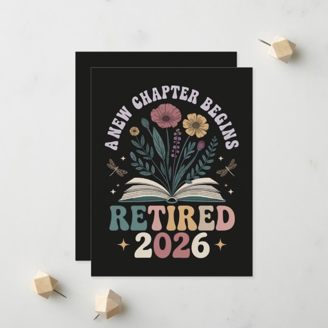 Faire-part Retraité 2026 Un Nouveau Chapitre Commence (Devant/Arrière en situation)