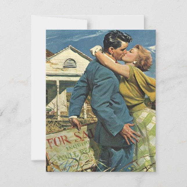 Faire-part Rétro Accueil Trouvé que nous avons déplacé déplac (Devant)