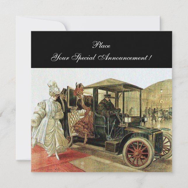 Faire-part RETRO CAR, AUTO RESTAURATION 2, rouge jaune noir (Devant)