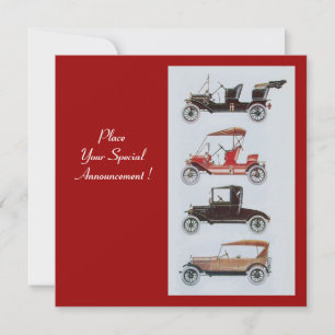 Faire-part RETRO CARS 2, RESTAURATION AUTOMATIQUE, rouge blan