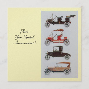 Faire-part RETRO CARS 2 , RESTAURATION AUTOMATIQUE , rouge or