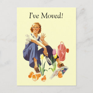 Faire-part Retro Carte postale Plante Fleur Jardin Lady I've