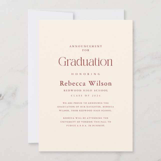 Faire-part Retro Elegant Script High School Graduation (Devant)