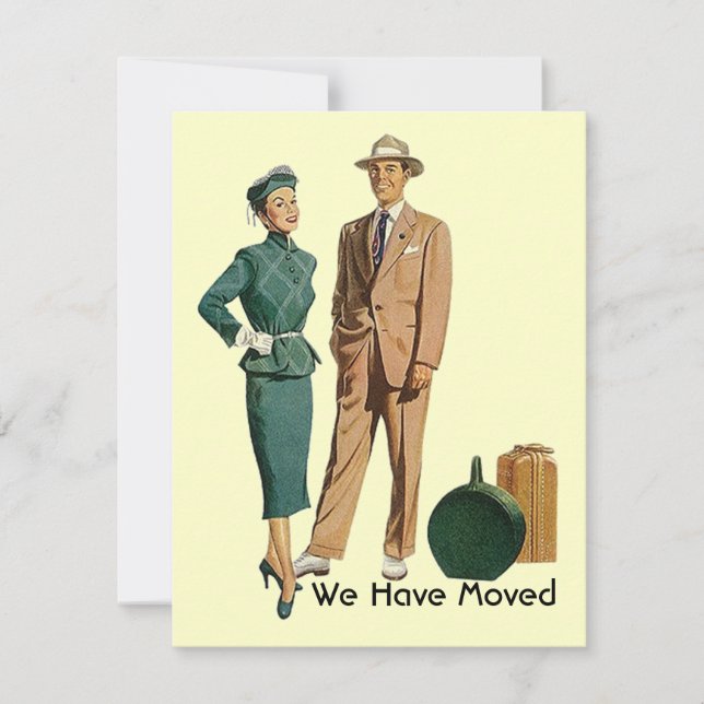 Faire-part Rétro est emballé Nous avons déménagé Annonce de d (Devant)