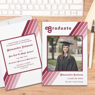 Faire-part Retro les années 70 Vintage Graduate Photo Faire-p