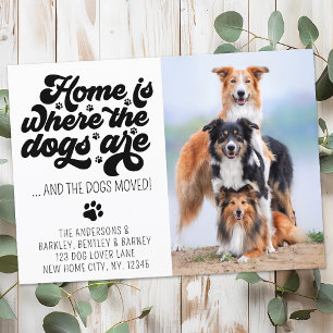 Faire-part Retro Moderne Nous Avons Déplacé Photo Chien Perso