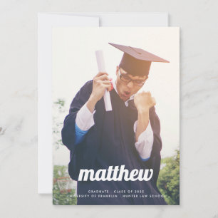 Faire-part RETRO MON NOM EST Université Deux photo LAW GRAD