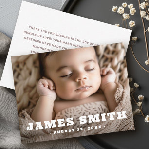 Faire-part Retro nom nouveau bébé photo merci