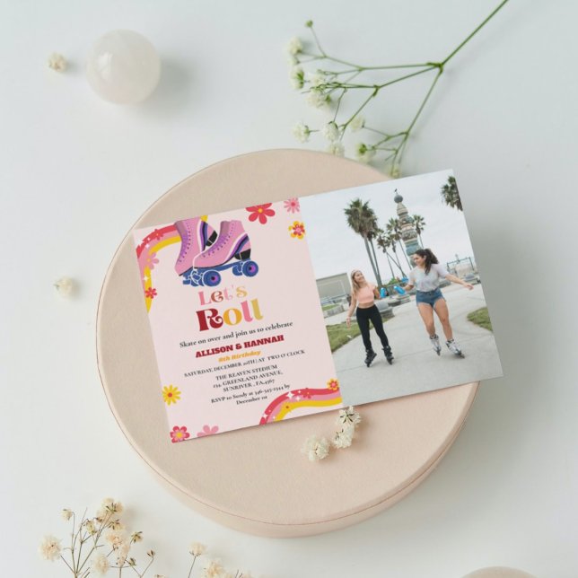 Faire-part Retro Patinage super Jumeau de glace Anniversaire  (Créateur téléchargé)