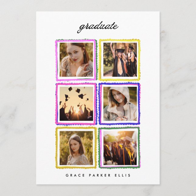 Faire-part Retro Photo Collage Frames Graduation High School (Devant)