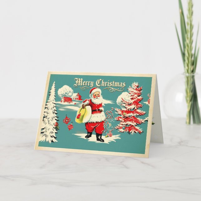 Faire-part Retro Santa Wonderland Holiday Card (Devant)