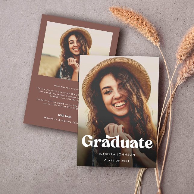 Faire-part Retro Typographie Photo Graduation (Créateur téléchargé)